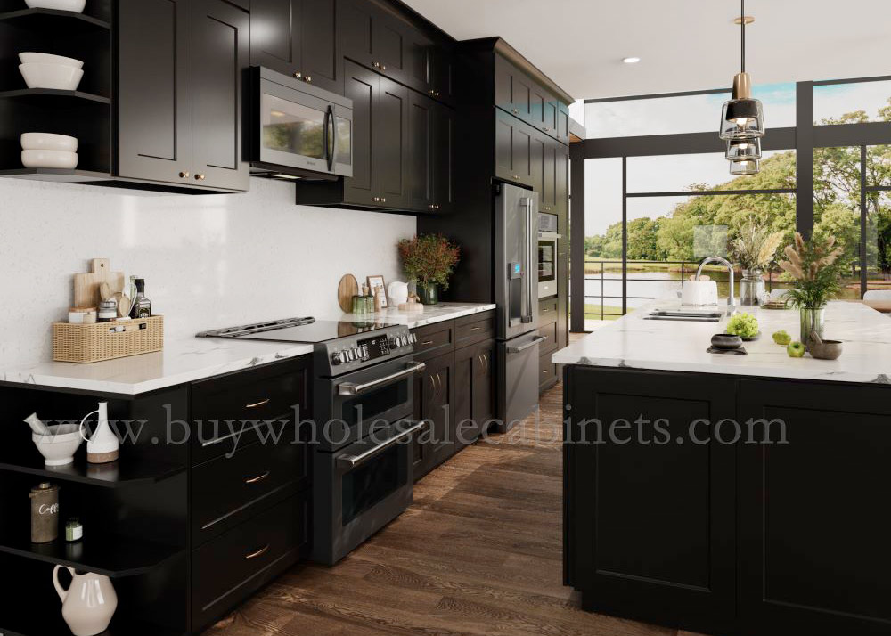 black kitchen cabinets, rta cabinets, wholesale cabinets