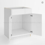 Frameless Gloss White Sink Base With Double Doors and Single Dummy Drawer, rta cabinets