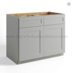 Dorian Gray Shaker Base Cabinet Double Doors and Double Drawer, rta cabinets, wholesale cabinets, gray kitchen cabinets