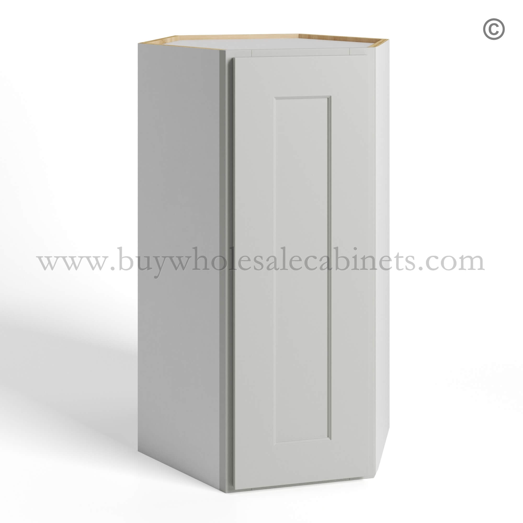 Dorian Gray Shaker Wall Diagonal Corner, rta cabinets, wholesale cabinets