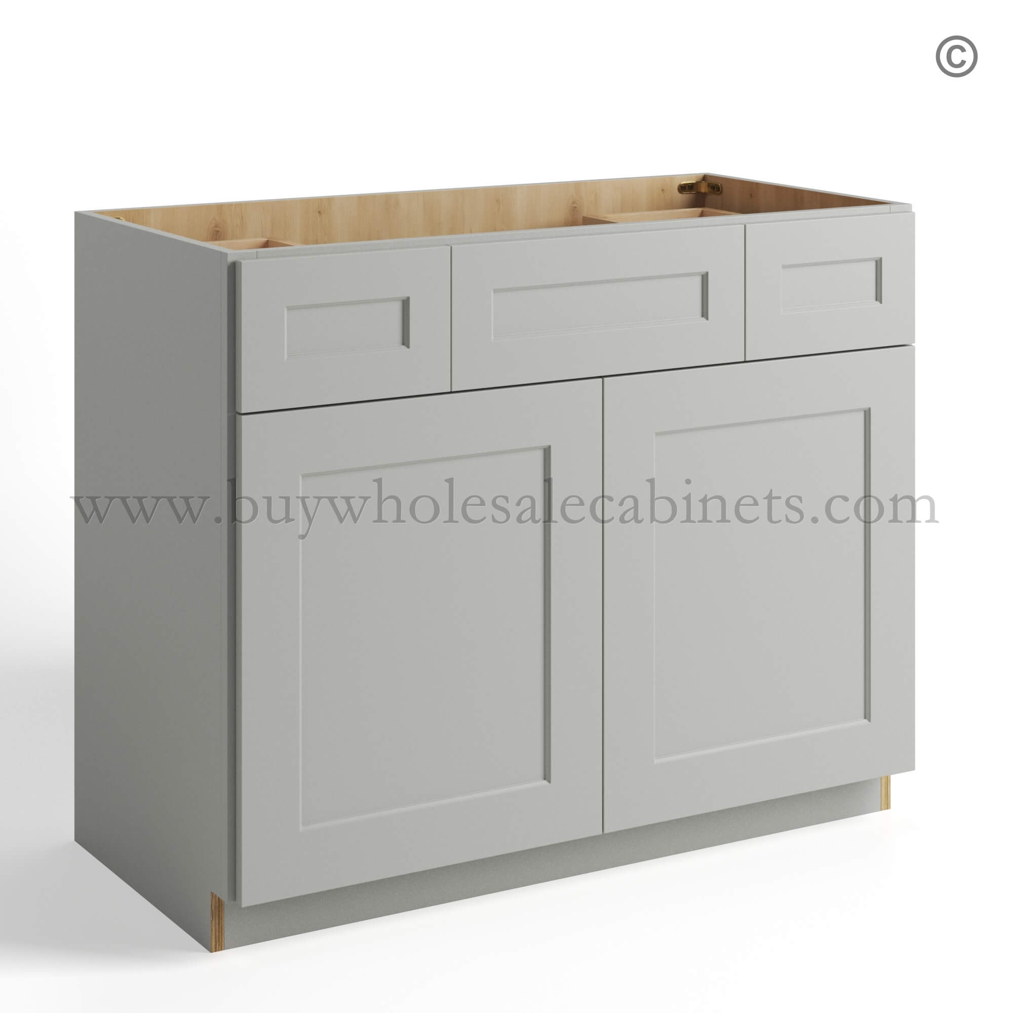Dorian Gray Shaker Vanity Sink Base Combo 42W, dorian gray cabinets, rta cabinets, wholesale cabinets