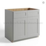 Dorian Gray Shaker Sink Base Double Door and Double False Drawer, rta cabinets, wholesale cabinets