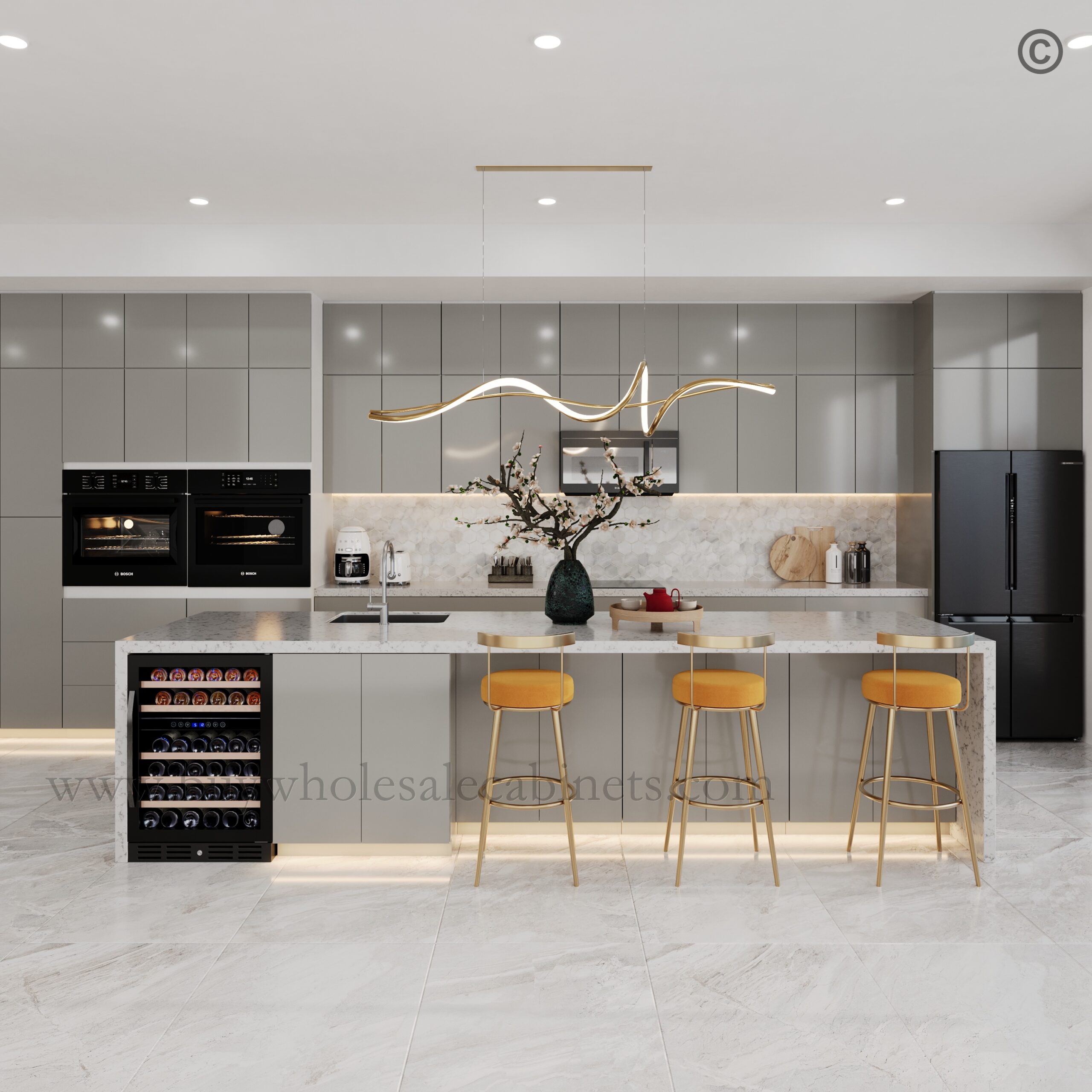 gray high gloss cabinets, rta cabinets, high gloss cabinets