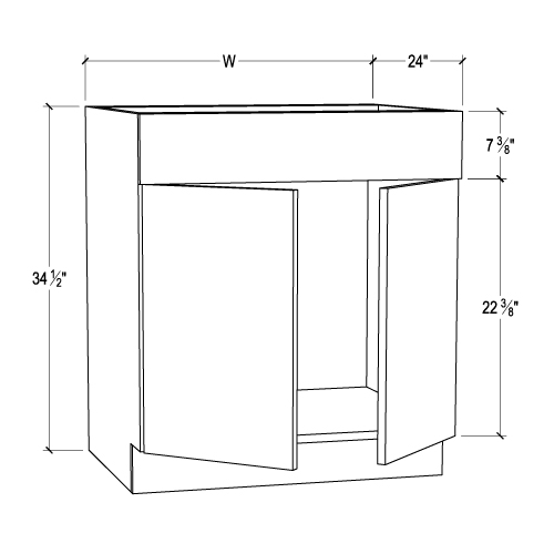 Pearl White Sink Base Cabinet with 2 Doors and False Drawer