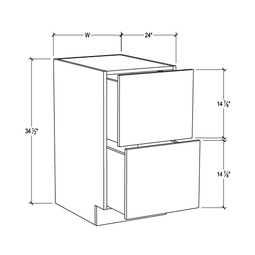 Pearl White Base Cabinet with 2 Drawers