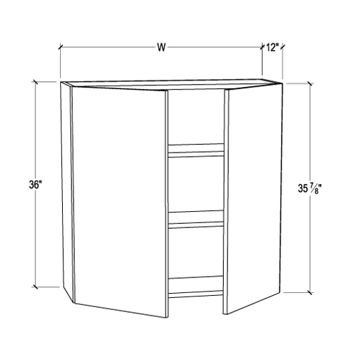 Pearl White 36 Tall Cabinet with 2 Doors and 2 Shelves