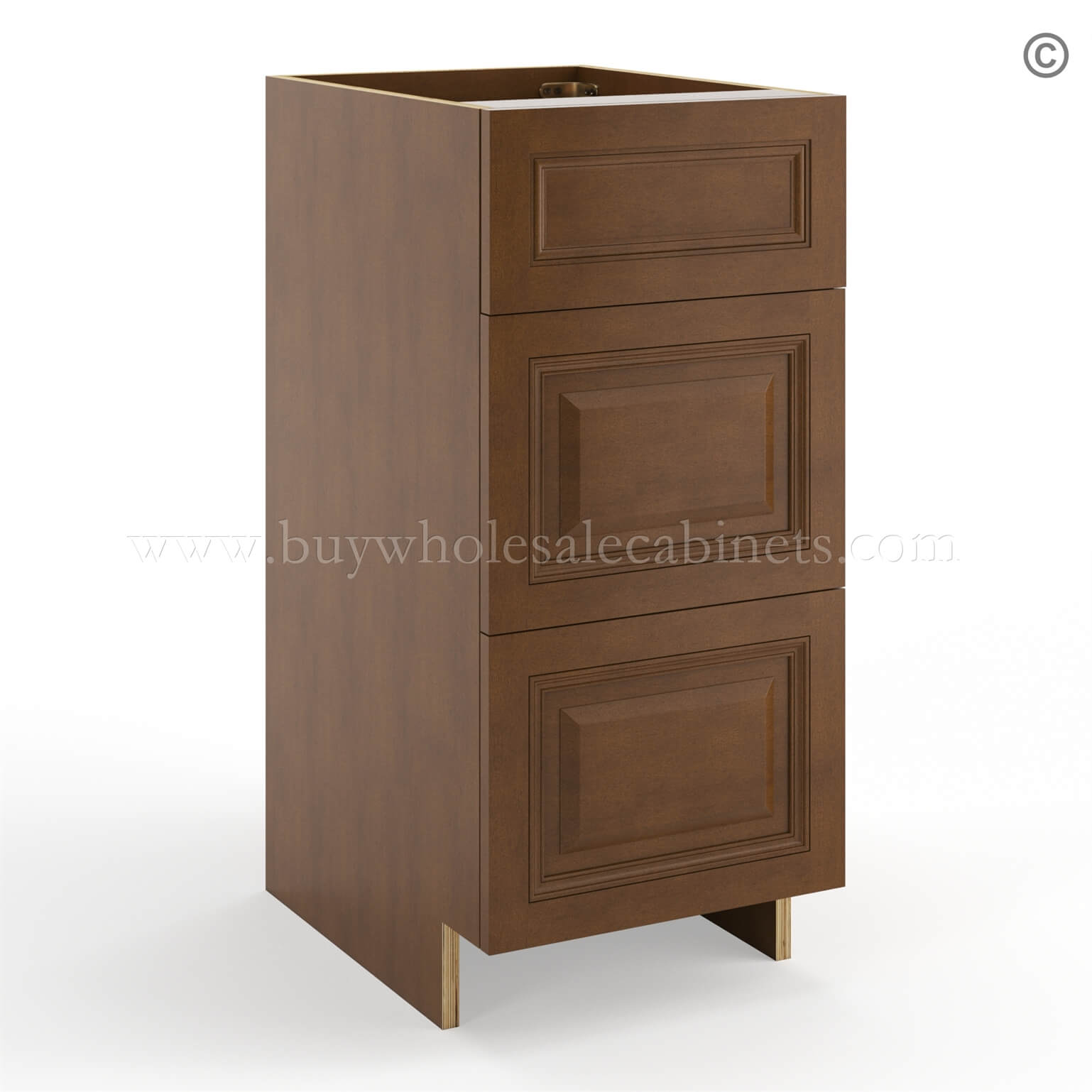 Frameless Classic Chestnut Vanity Base Drawer Cabinet