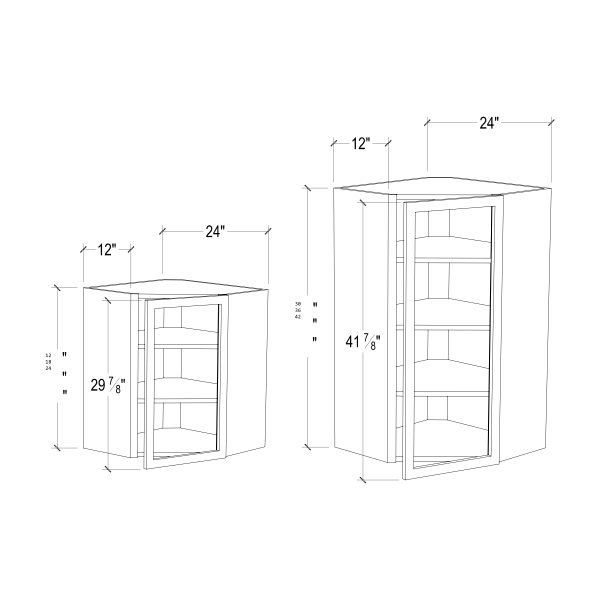 diagonal glass wall cabinet