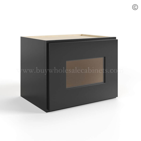black Shaker 12 H Single Door Wall Cabinet with Glass Door
