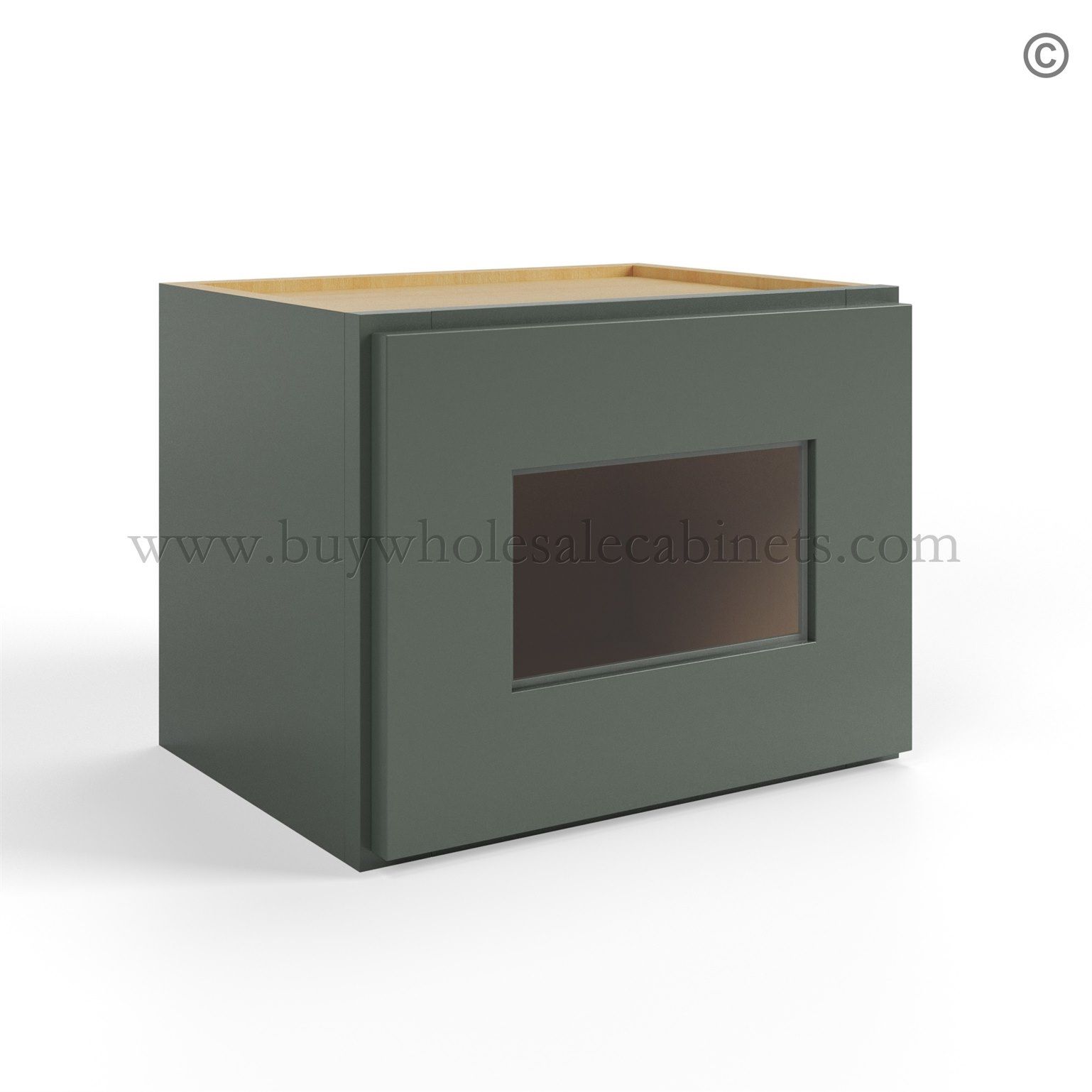 Green Shaker 12 H Single Door Wall Cabinet with Glass Door, rta cabinets