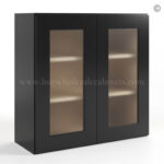 black Shaker 30 H Double Door Wall Cabinet with Glass Door