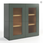Green Shaker 30 H Double Door Wall Cabinet with Glass Door, rta cabinets