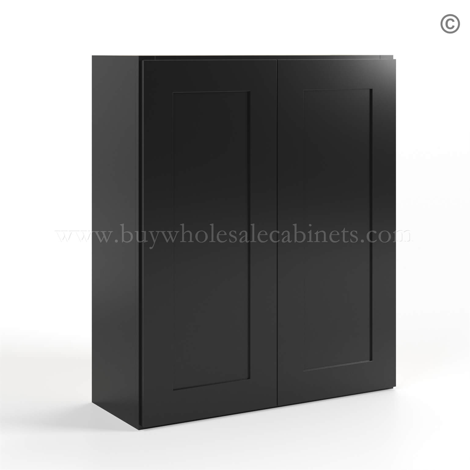 black Shaker 36 H Double Door Wall Cabinet