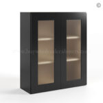 black Shaker 36 H Double Door Wall Cabinet with Glass Doors