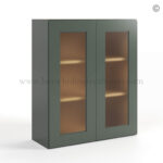 Green Shaker 36 H Double Door Wall Cabinet with Glass Doors, rta cabinets