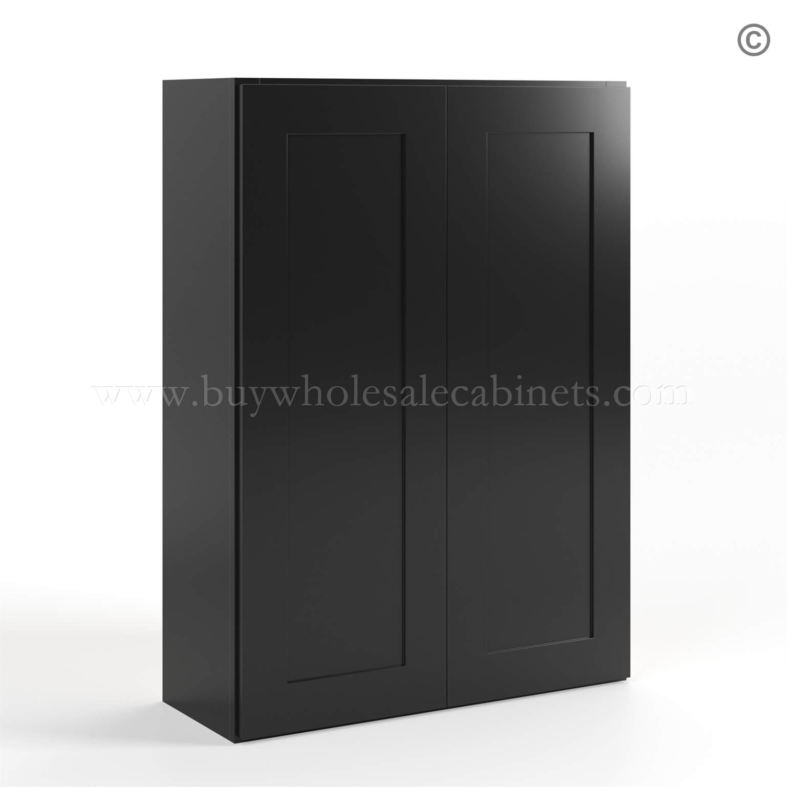 black Shaker 42 H Double Door Wall Cabinet