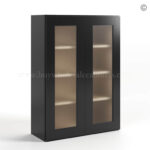 black Shaker 42 H Double Door Wall Cabinet with Glass Doors