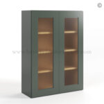Green Shaker 42 H Double Door Wall Cabinet with Glass Doors, rta cabinets