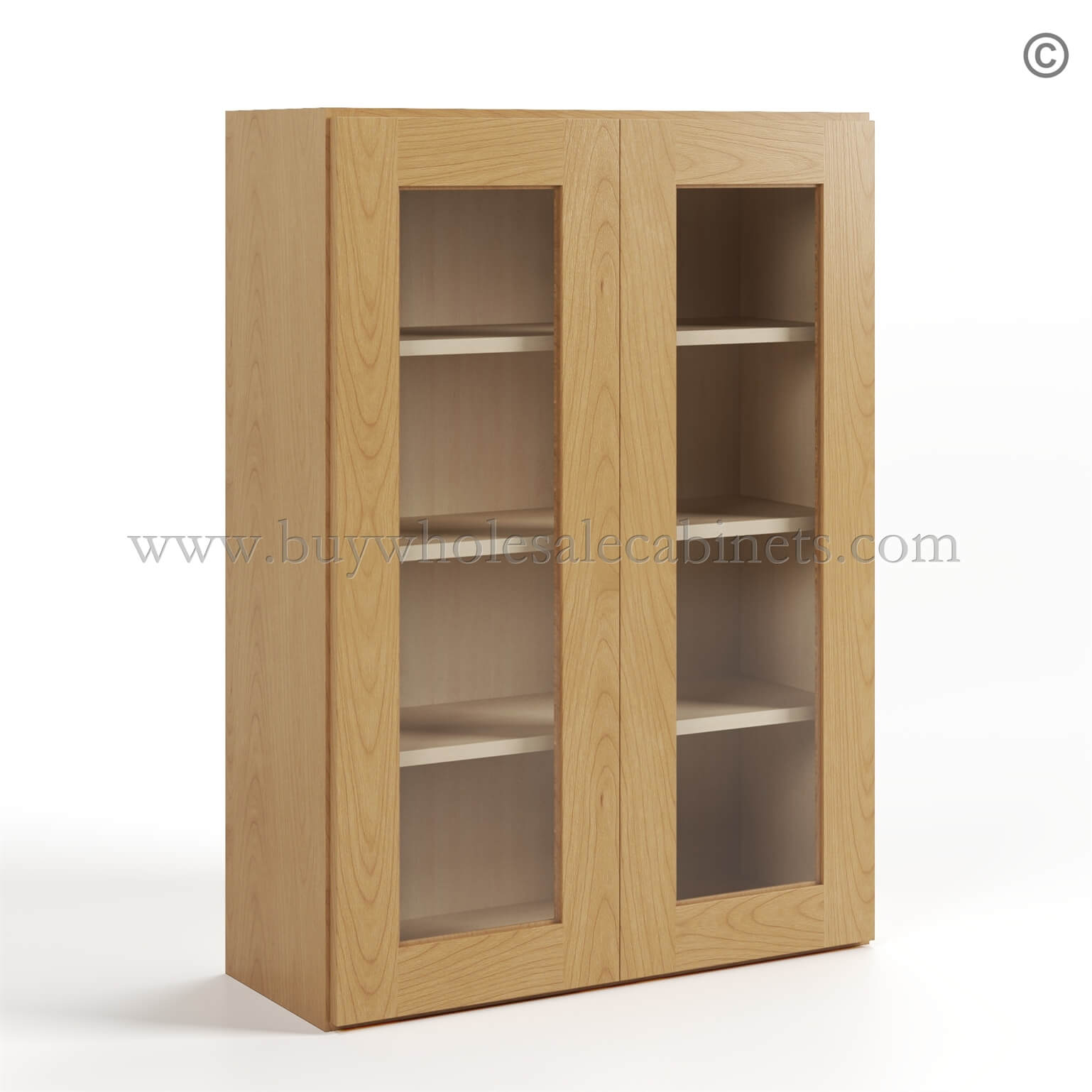 Treasure Chest Shaker 42 H Double Door Wall Cabinet with Glass Doors, wall cabinets