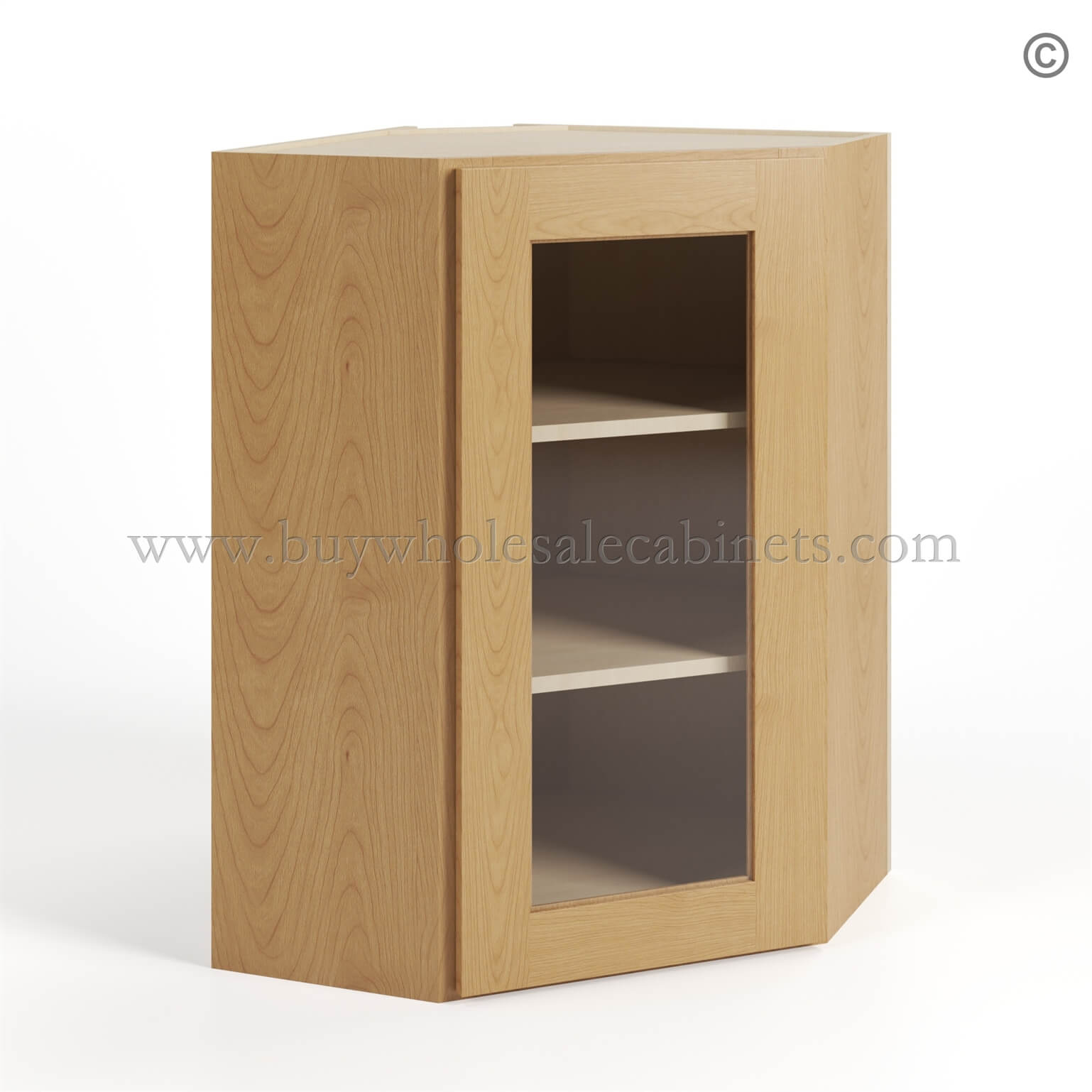 Treasure Chest Shaker 24 Diagonal Corner Wall Cabinet with Glass Door, wall cabinets