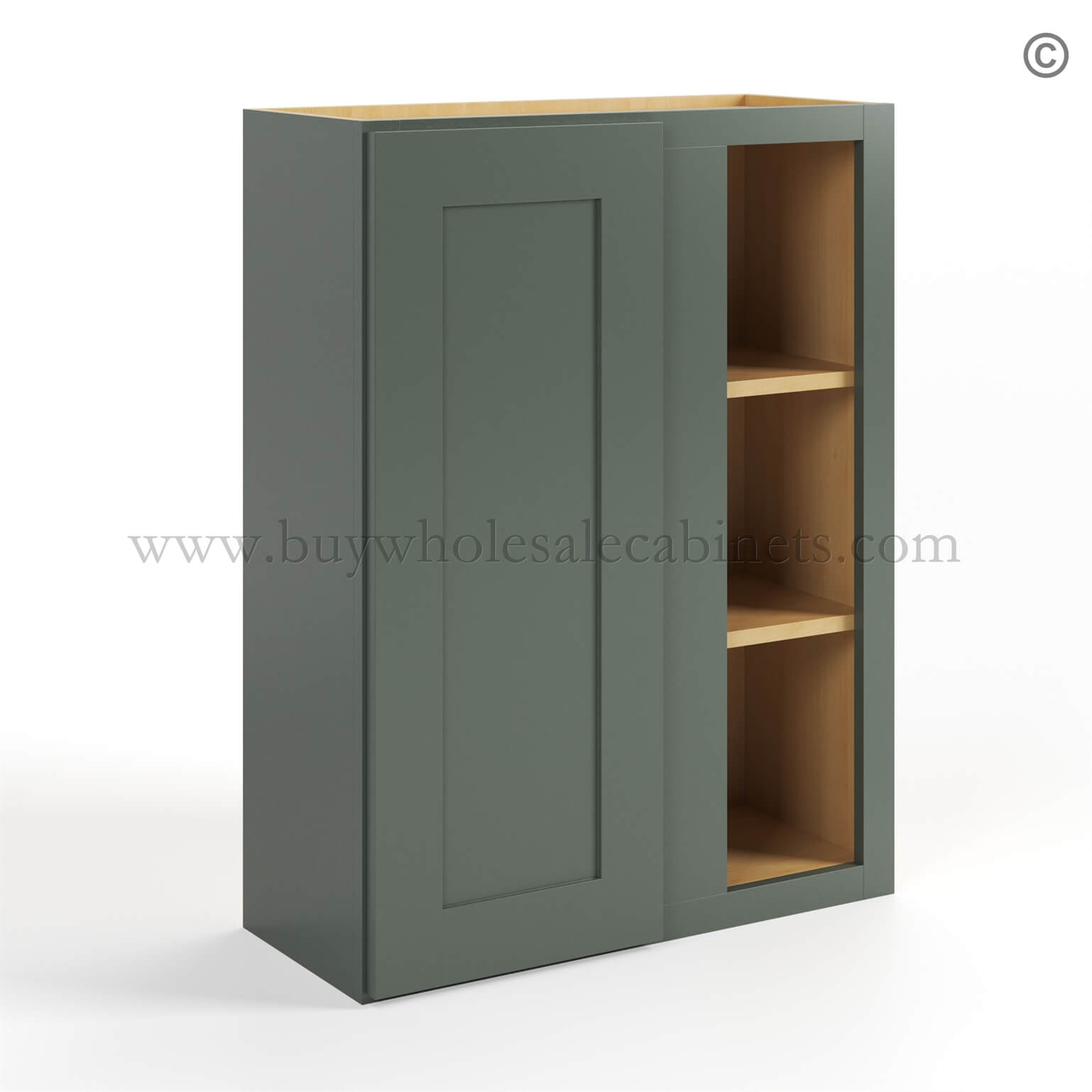 Green Shaker 36 H Wall Blind Cabinet, rta cabinet