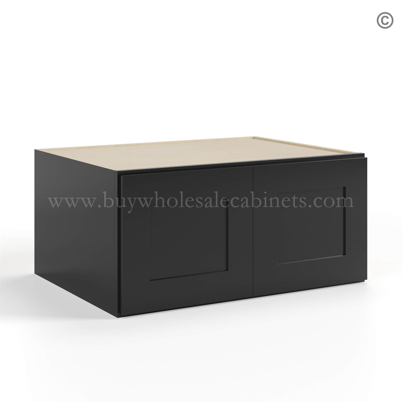 black Shaker 30 W Refrigerator Wall Cabinet 24 Deep