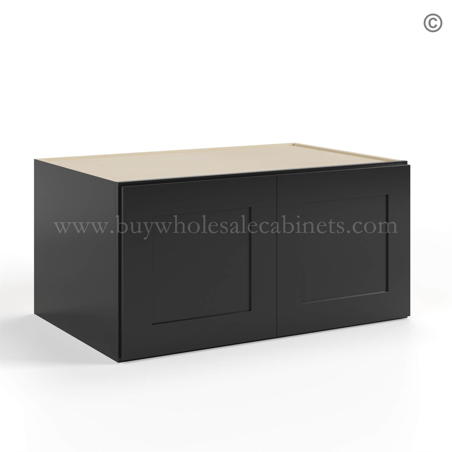 black Shaker 36 W Refrigerator Wall Cabinet 24 Deep