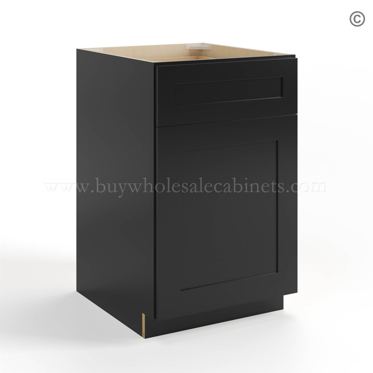 black Shaker Base Cabinet with Double Doors & Single Drawer