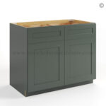 Green Shaker Base Cabinet with Double Doors and Drawers, green cabinets
