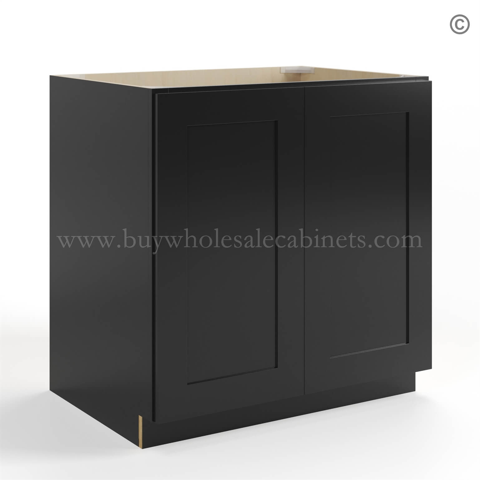 Black Shaker Base Cabinet - Full Height 2 Doors