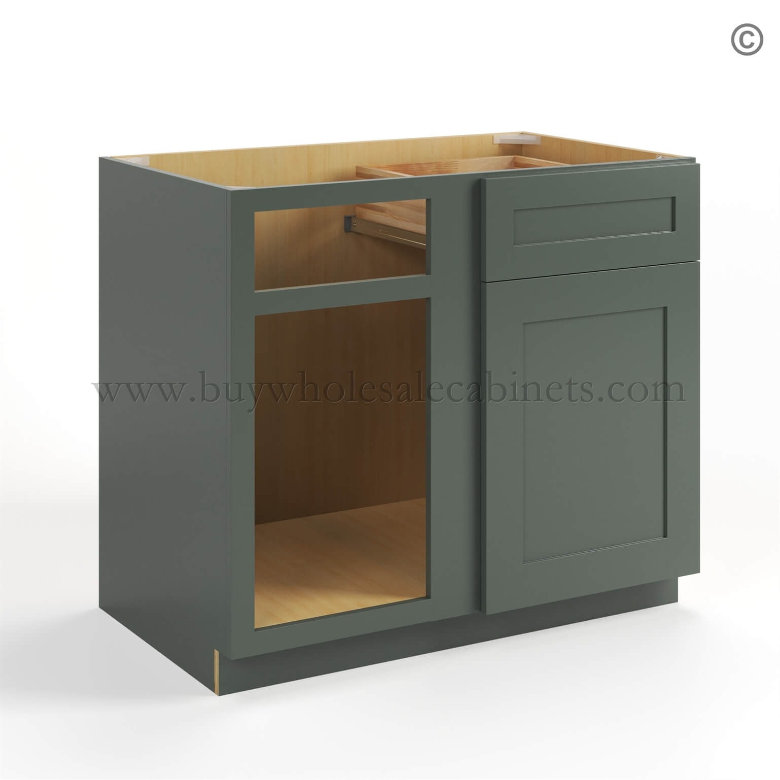 Green Shaker Blind Corner Base Cabinet, rta cabinets