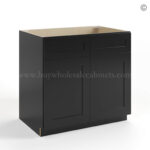 black Shaker Sink Base With Double Doors and False Drawers