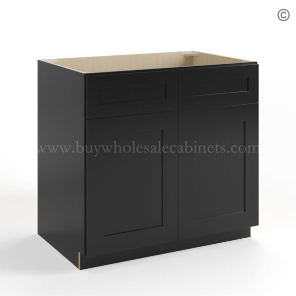 black Shaker Sink Base With Double Doors and False Drawers
