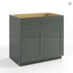 Green Shaker Sink Base With Double Doors and False Drawers, rta cabinets