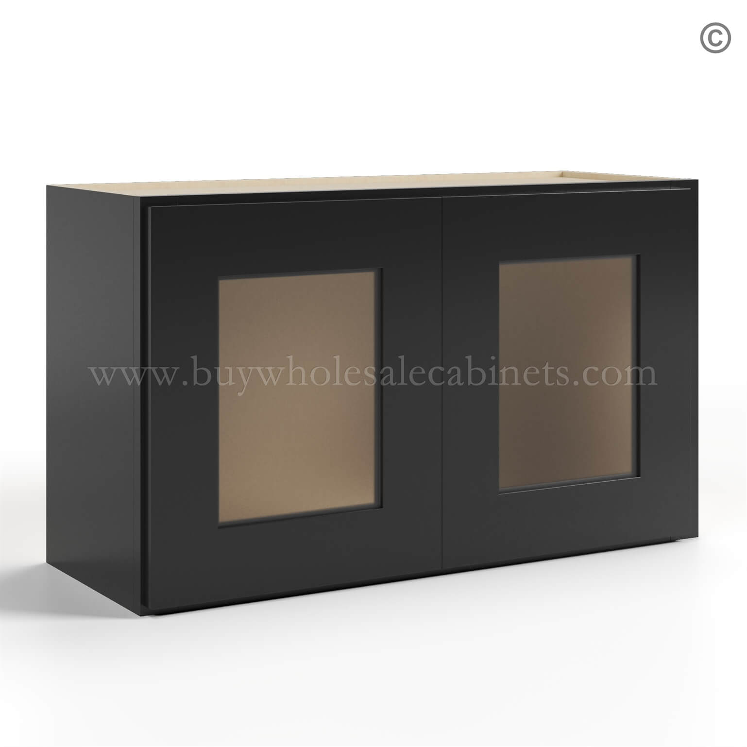 black Shaker 18 H Double Door Wall Cabinet With Glass Doors