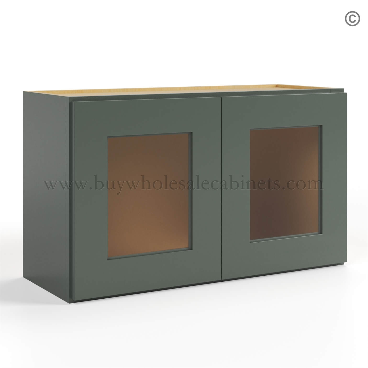 Green Shaker 18 H Double Door Wall Cabinet With Glass Doors, rta cabinets