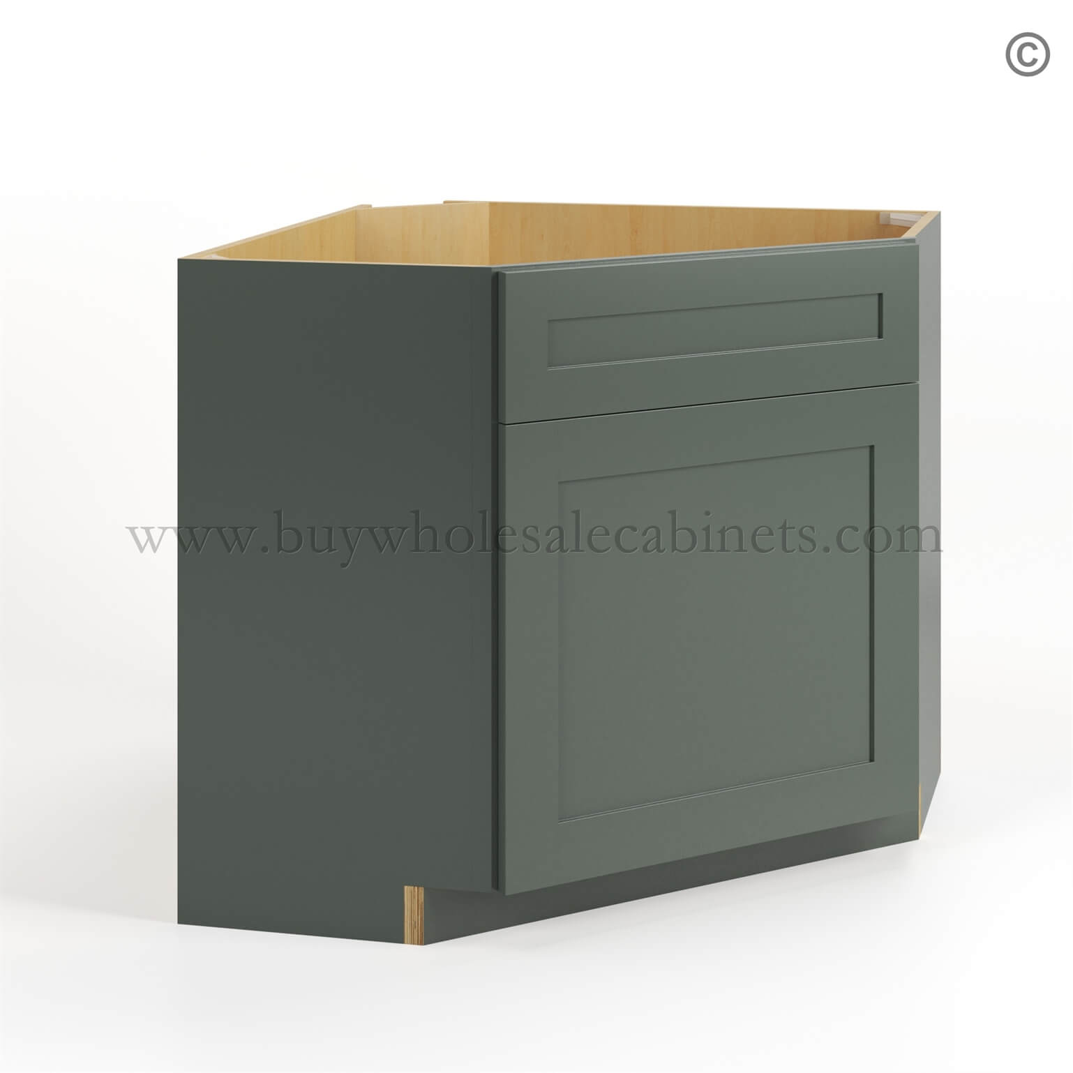 Green Shaker Corner Sink Base Cabinet, rta cabinets