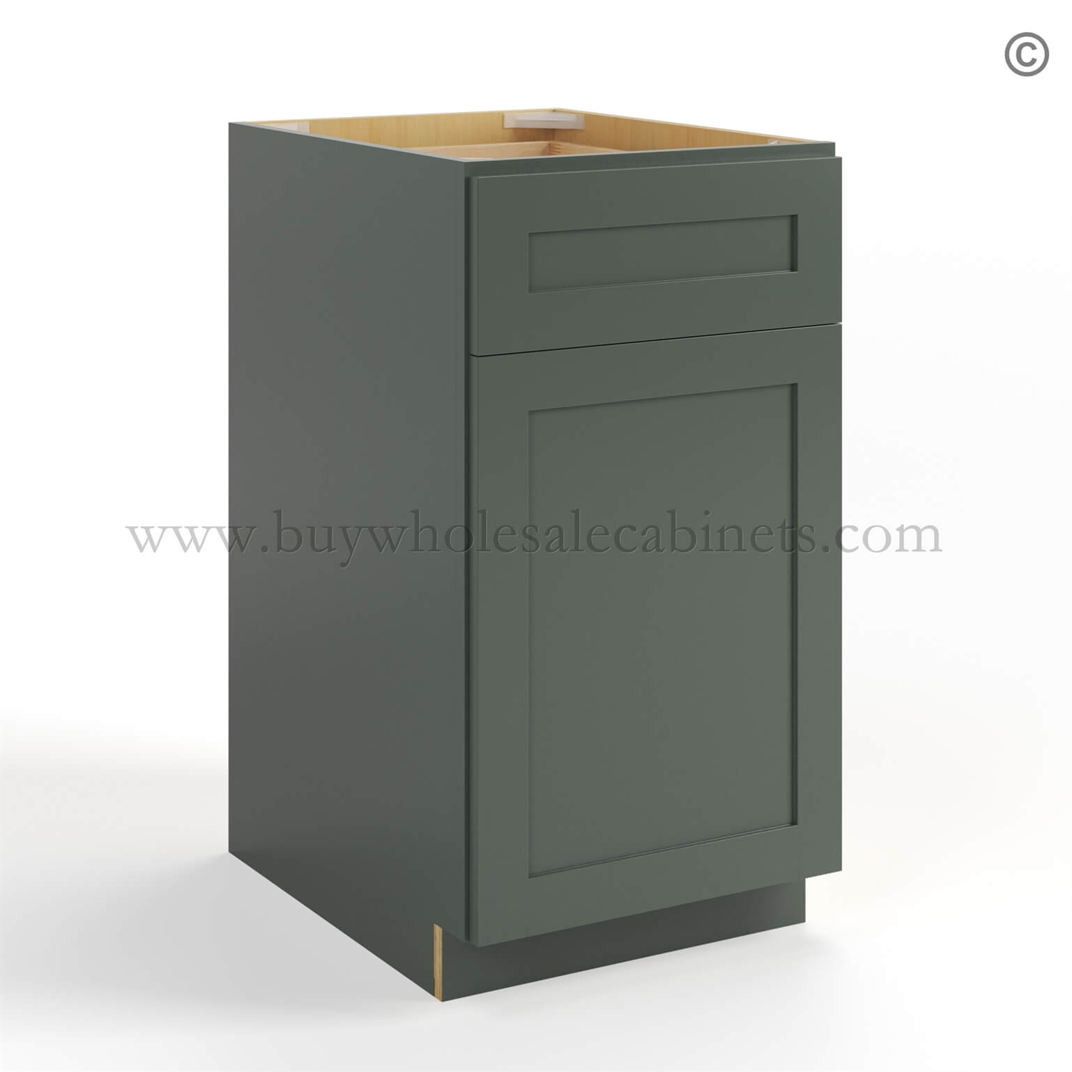 Green Shaker Trash Base Cabinet, rta cabinets