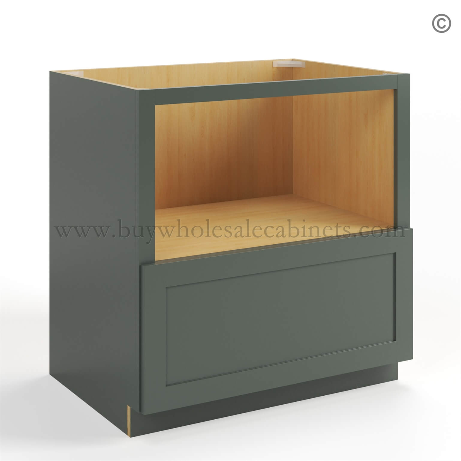 Green Shaker Microwave Base Cabinet, rta cabinets