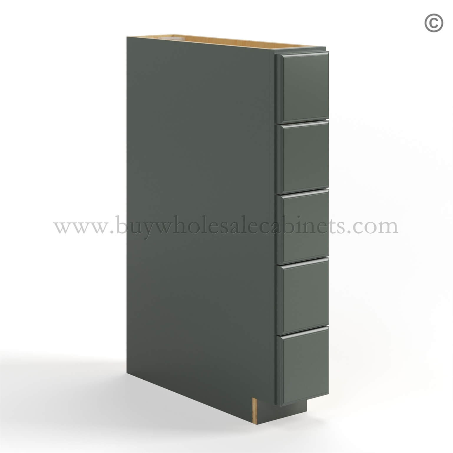 Green Shaker Base Spice Cabinet with 5 Drawers, rta cabinets