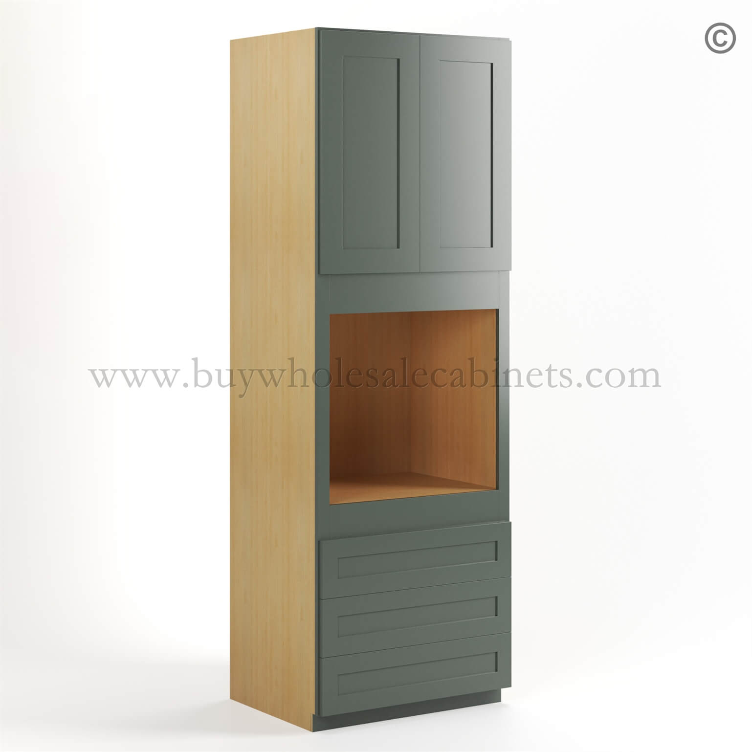 Green Shaker 30 W Oven Pantry Cabinet, green cabinets