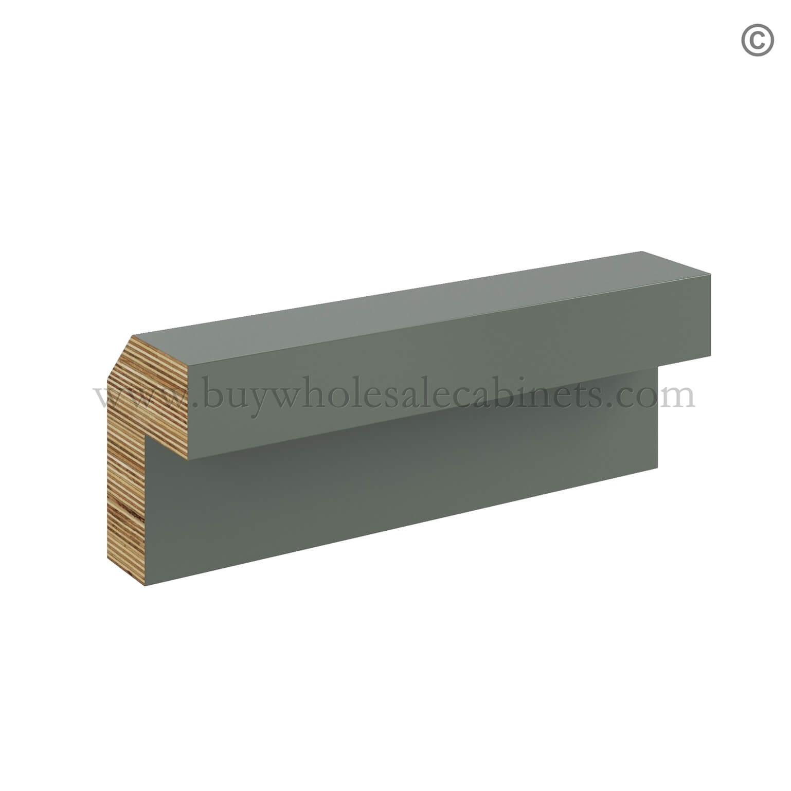 Green Shaker Angle Light Rail Moulding, rta cabinets