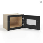 wall cabinets, black cabinets