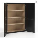 wall cabinets, black cabinets