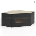 Black Shaker 12x 24 Diagonal Corner Wall Shelf with Glass Door