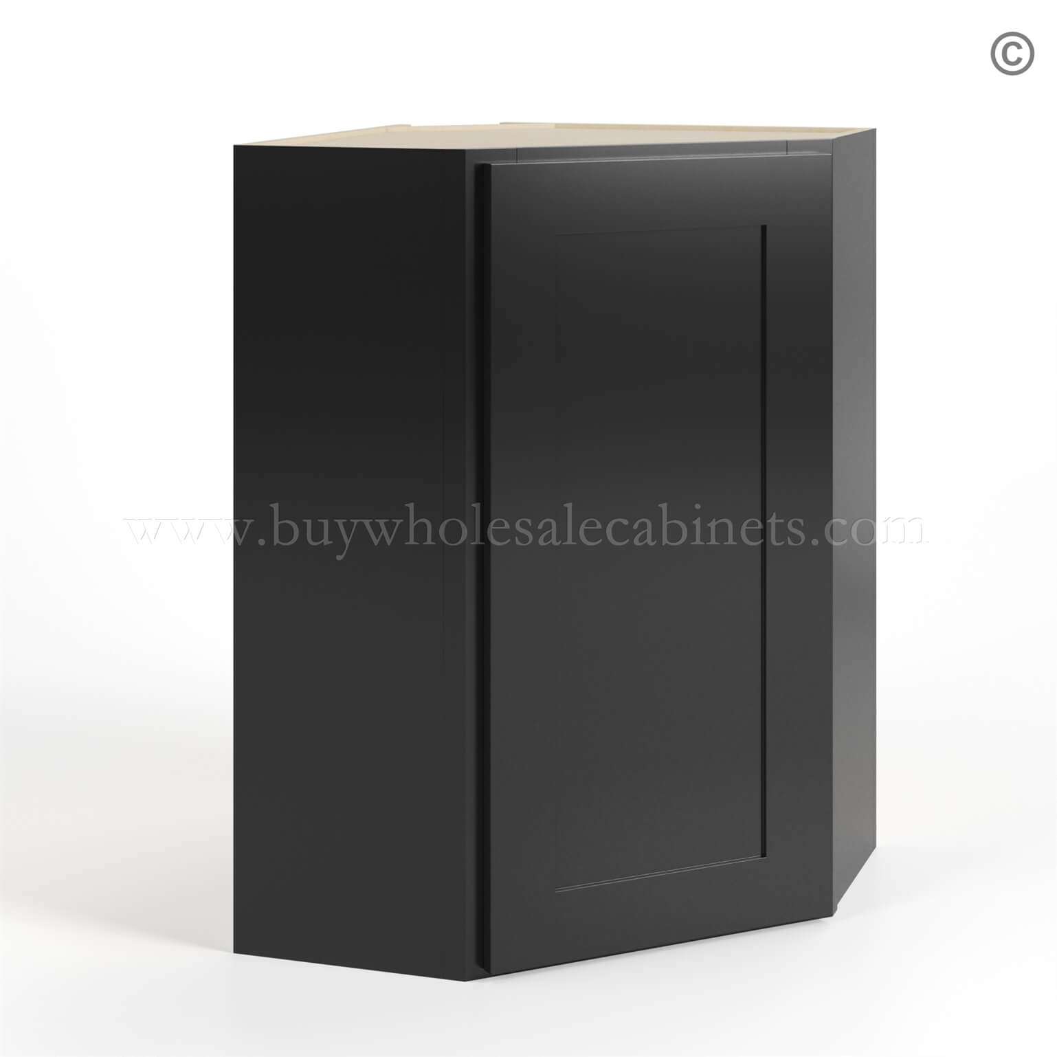 Black Shaker 24 Diagonal Corner Wall Cabinet