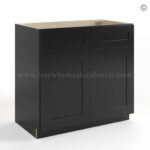 Black Shaker Double Vanity Sink Base Cabinet