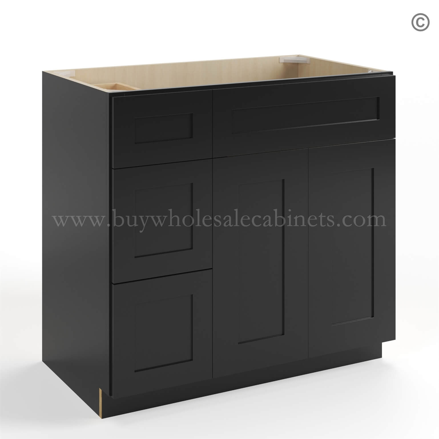 Black Shaker 36 W Vanity Combo with Drawers